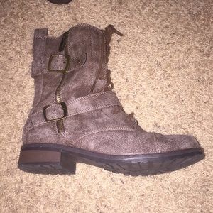 brown combat boots